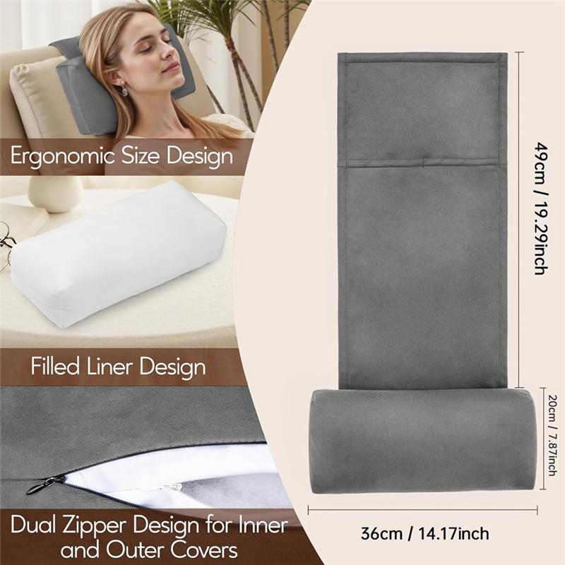 AS60 Nackenkissen für Liegestuhl, Verstellbares Liegestuhlkissen für Kopfstütze, Weiches, rutschfestes Samtkissen für Kopfstütze