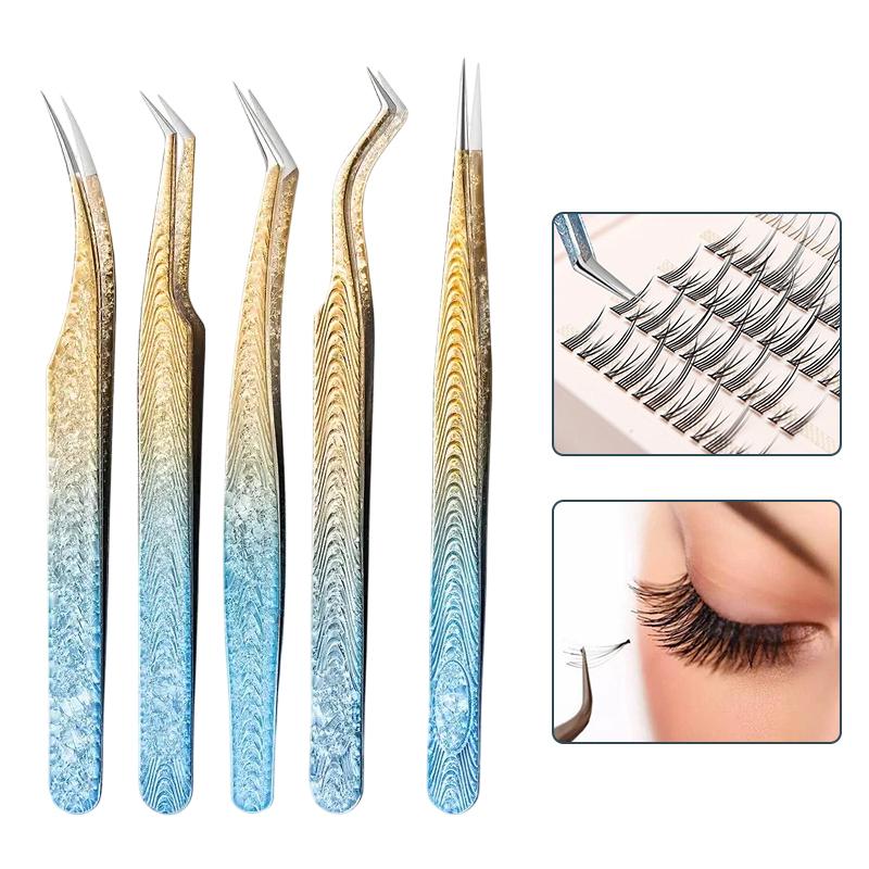Eyelash Tweezers Ice Flower Anti-Static 3D Accurate Eyebrow Grafting False Lashes Extension Supplies Makeup Tweezer Tools