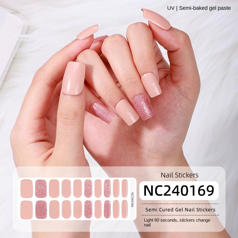 New Hot Stamping Laser Gel Nail Stickers French Nail Polish Glue Semi-cured Gel Nail Stickers