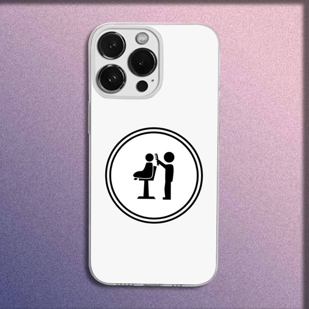 Phone Case For iPhone 16,15,14,13,12,11 Plus,Pro,Max,XR,XS,Plus,E,Mini Transparent Cartoon Funny Barber Shop Cover