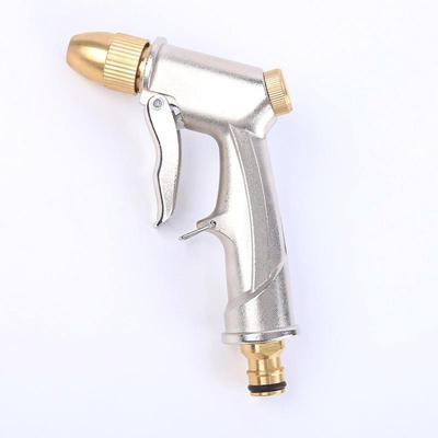 High Pressure Car Washing Water Gun, Garden Watering Tool, Copper Plated Aluminum Alloy Frosted Electroplating Water Gun Head