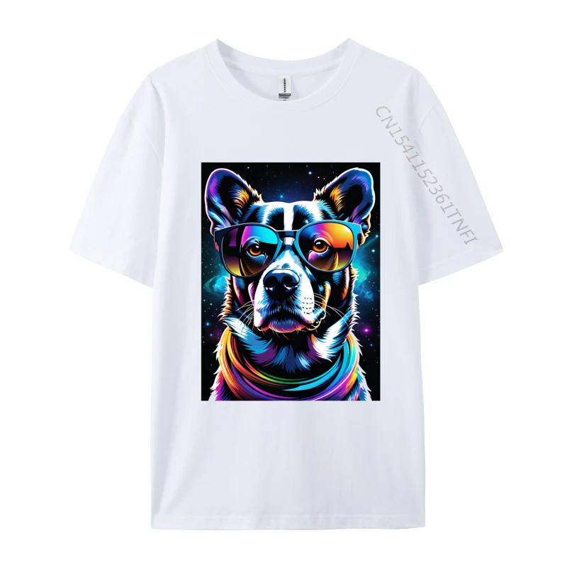 Dog Illustration Tshirt Men T Shirts Colorful Print Tees Big And Tall T Shirts All Cotton Tops Tees Tee Shirts