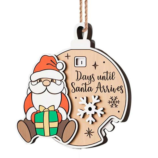 Xmas Countdown Sign Wooden Days Until Christmas Ornament Rustic Hanging Advent Calendar for Mantel Christmas Tree Decoration