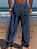 Herren Sommer Leinenhose Übergröße - Europäischer Amerikanischer Stil, Gerades Bein, Falten, Kordelzug, Schnelltrocknend.