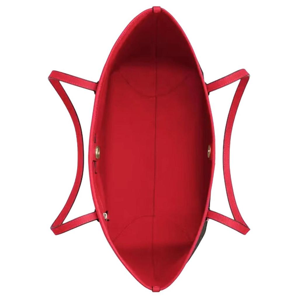 Coach City 33 Bolso Tote Clásico Monograma Cierre a Presión Lona Recubierta Bolsos Tote para Mujer Rojo Marrón CV976-IMXD0