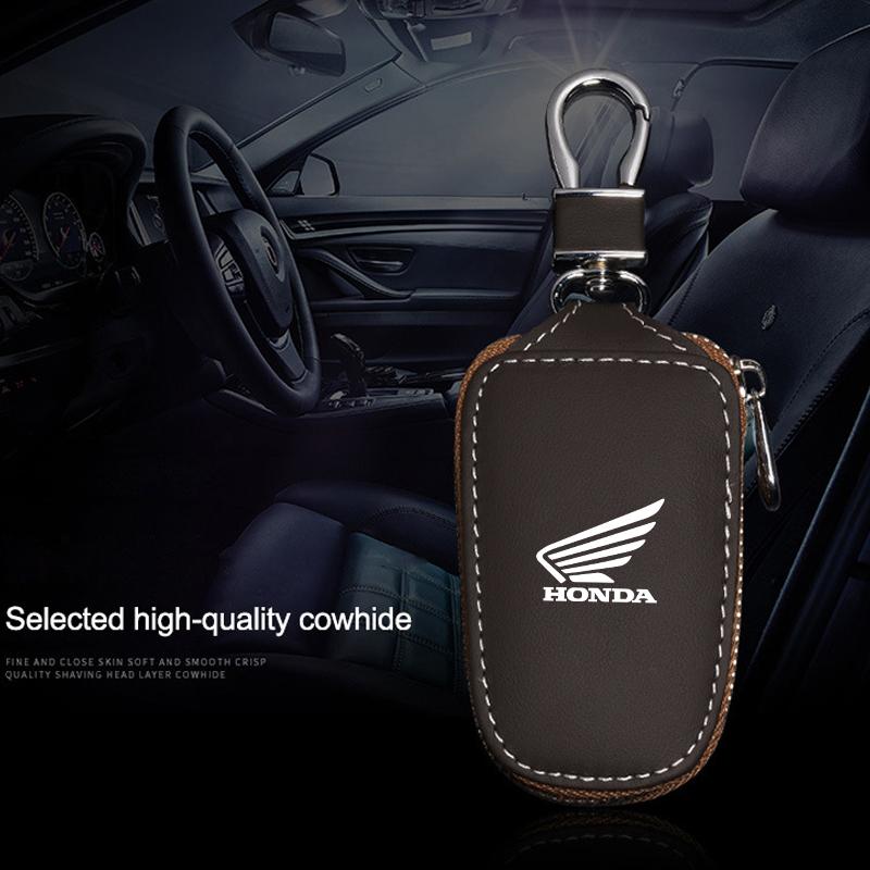 1pcs Motorcycle Key Protector Bag Leather Key Holder Wallet Zipper Bag For Honda CB400CB650FCBF CBR25ORR CRF SH3O0 NC75O HONDA RG0