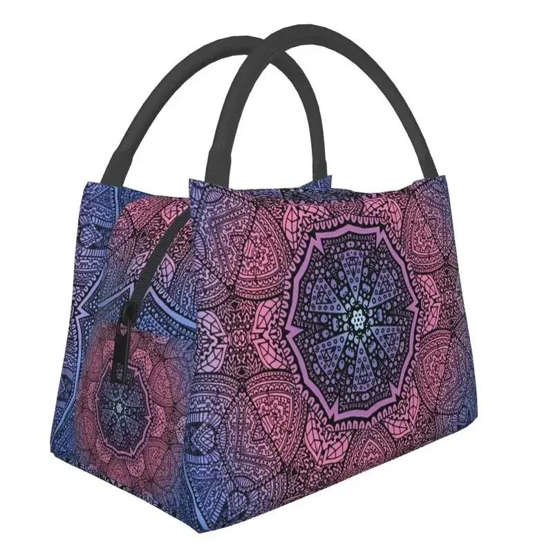 Flower Of Life Abalone Shell On Pearl Insulated Lunch Tote Bag for Women Geometric Mandala Portable Cooler Thermal Bento Box