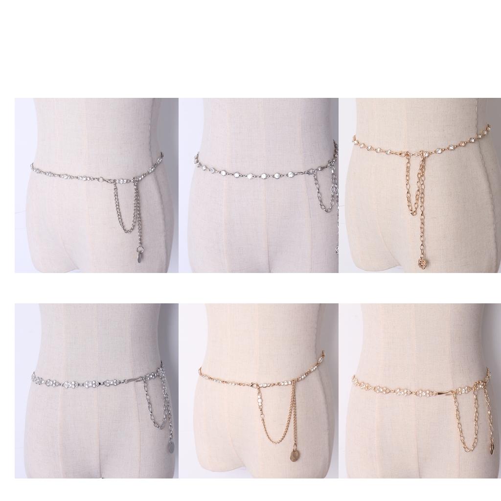 Adjustable Silver Diamante Waist Belt Women’s Luxury Dress Chain Belt Fashion Waistband for Wedding Dress Decor