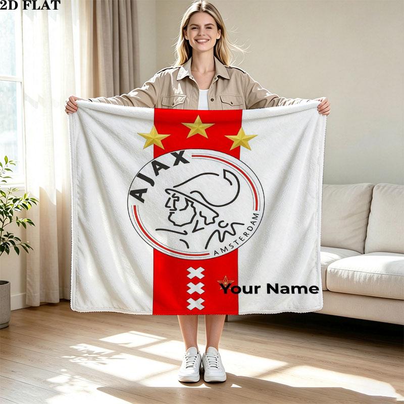 1PC AFC Ajax Custom Name Patterned Flannel Blanket Suitable For All Seasons for Home Decor Warmth and Comfort Gifts Holiday Present
