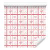 Hearts Wallpaper White and Coral 50x1000