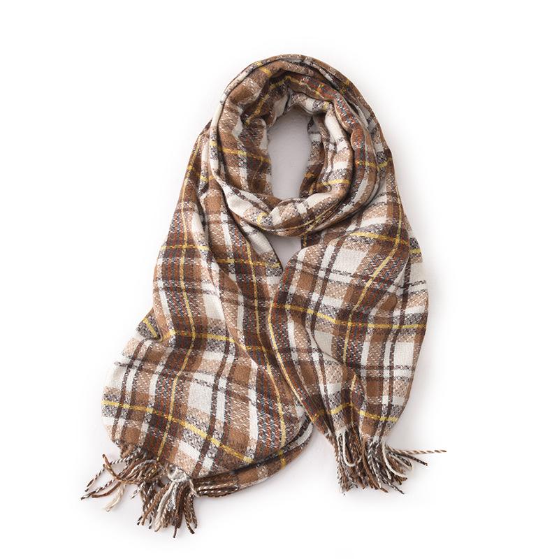 

232025 scarf winter popular contrasting color plaid scarf couple plaid shawl versatile temperament warm women s scarf верблюд