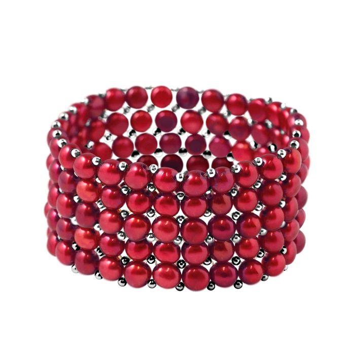 Bracelet - PEARLS & COLORS - Pearls & Colors - Perles d'eau douce 3-4 mm - Argent 925 - 5 rangées ajustable
