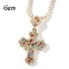 Popular Hip Hop Punk Color Zircon Rhombus Buckle Cross Pendant Men and Women Versatile Trendy Cool