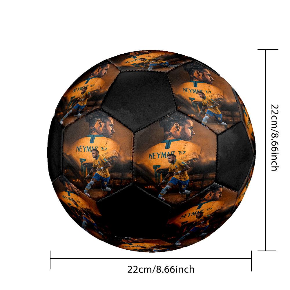 Neymar Printed Size 5 Soccer Ball, Machine-Stitched PVC, Durable & High Bounce, All Ages Fit, Fan Merchandise, Matches & Outdoor Use.