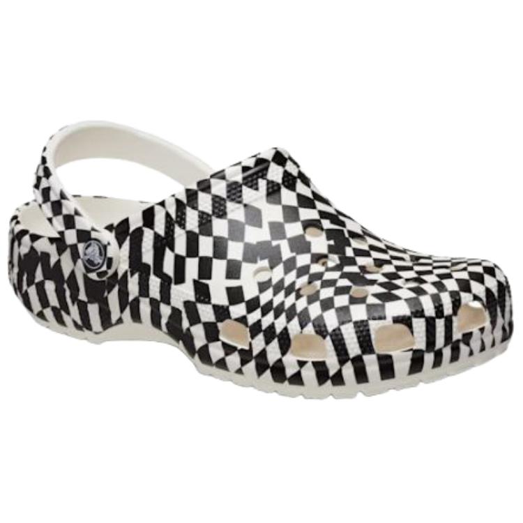 Crocs Warped Checker Clog Retro Versatile Clogs Unisex clogs Black White 211007-103
