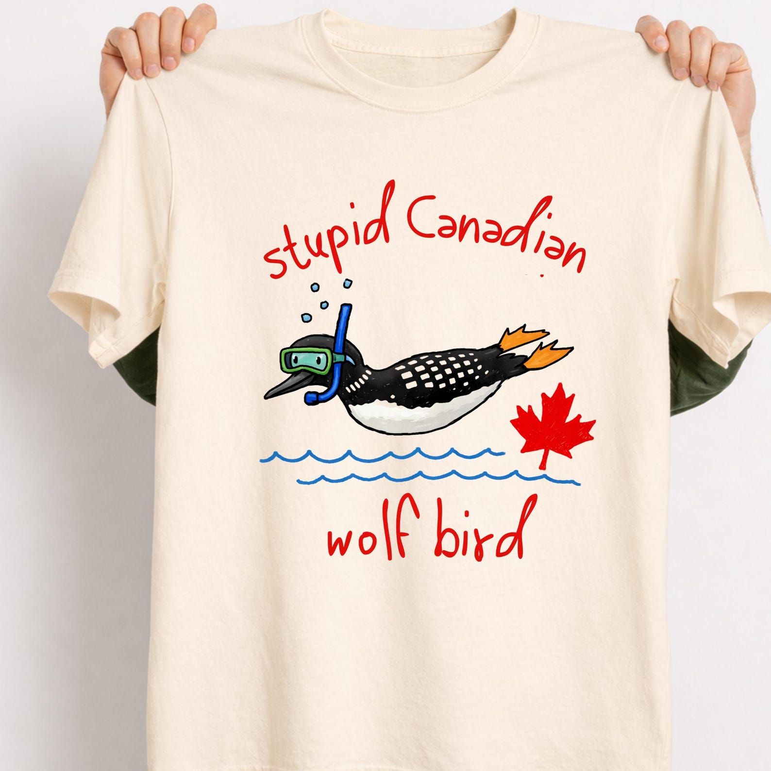 Stylish Stupid Canadian Wolf Bird t-shirt,animal lover gif,tFunny Canadian Loon Shirt – “Wolf Bird” Childlike Drawing, Cute Silly Canada. S