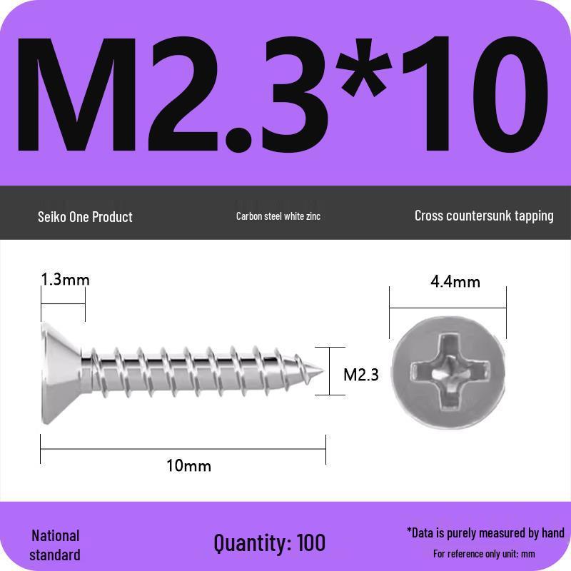 Iron Galvanized Phillips Flat Head Self-Tapping Screws - Countersunk M1 To M4