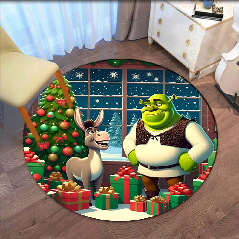 Shrek Baskılı Yuvarlak Halı Kilim Sandalye Halısı Alan Halısı Giriş Kapı Paspasları, Ofis Sandalyesi Oturma Odası Yatak Odası Mutfak Odası İçin.