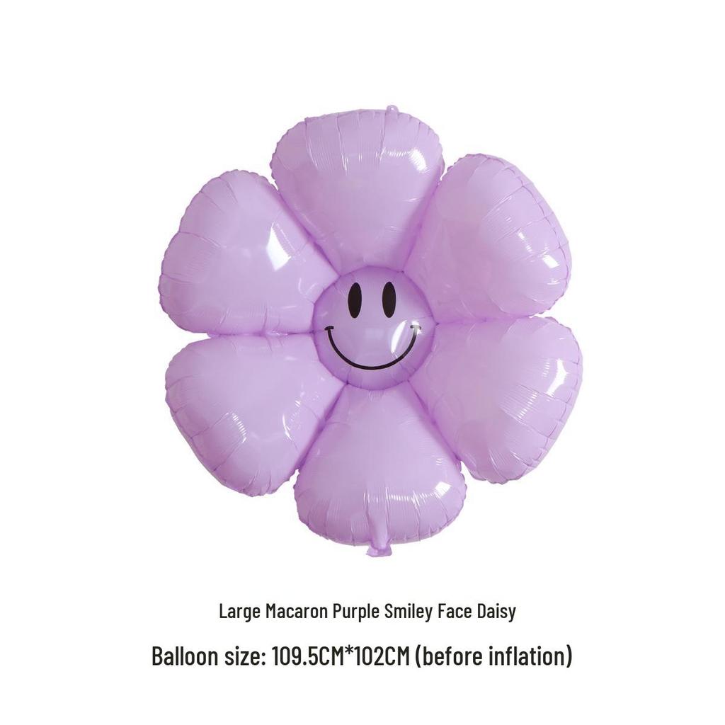 Daisy & Yellow Smiley Face Foil Balloons - Flower Photo Props for Birthday Decor