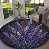 [Lavender Bush Dark Floral Blooms Printed Carpet] Durable Home and Office Round Rug, Kitchen Farmhouse Decorative Floor Mat