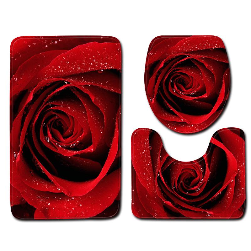 Fashion Creative Toilet Three-Piece Floor Mat Door Mat Bathroom Carpet Non-Slip Soft Door Mat