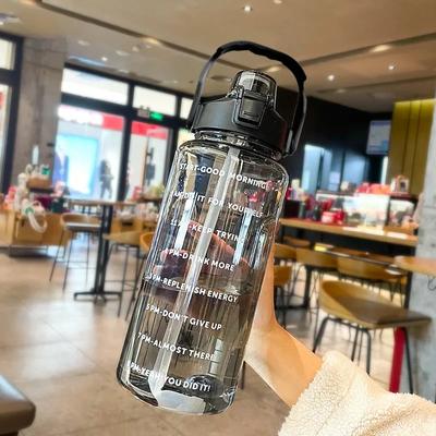 2 Liter Sports Water Bottle With Straw Men Women Fitness Water Bottles Outdoor Cold Water Bottlesc With Time Marker Drinkware