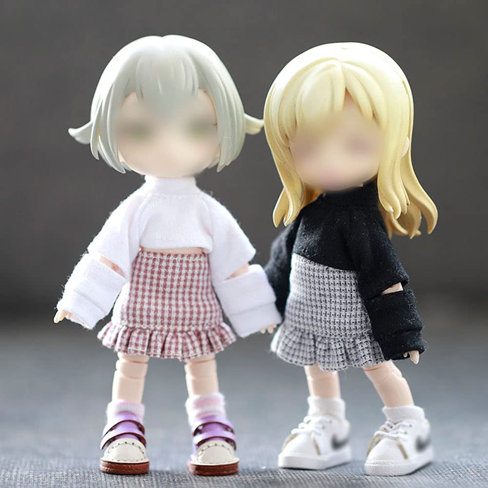 HIGHAWK Obitsu 11 OB11 Obitsu Doll 11cm Body Sweatshirt Top Doll Loose Fit Shirt Outfit Obitsu Body Kimono Nendoroid (Sweatshirt, Black)