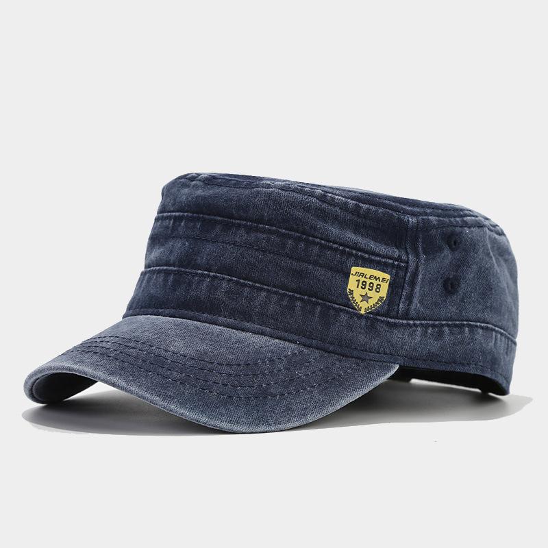 1pc Retro Washed Flat Top Hat Adjustable Fisher Caps for Men Women Cadet Military Caps Design Driver Cap Four Season Dailywear