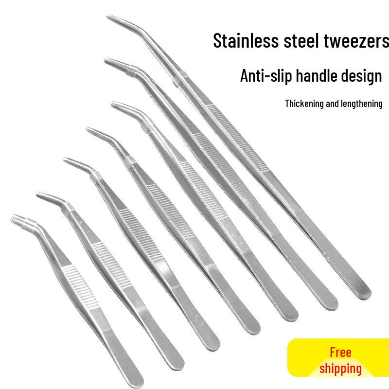 Extra Long Stainless Steel Bent Tip Tweezers for Aquatic Plants and Multi-Purpose Use.