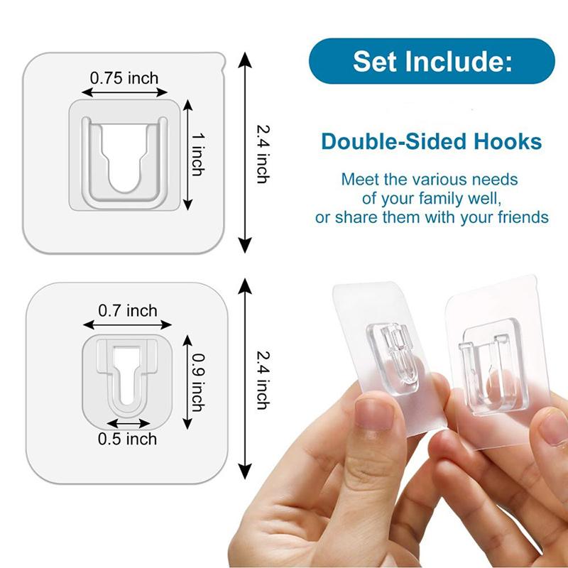 10 Pairs Double Sided Adhesive Wall Hooks Waterproof Clothes Hats Towel Hooks