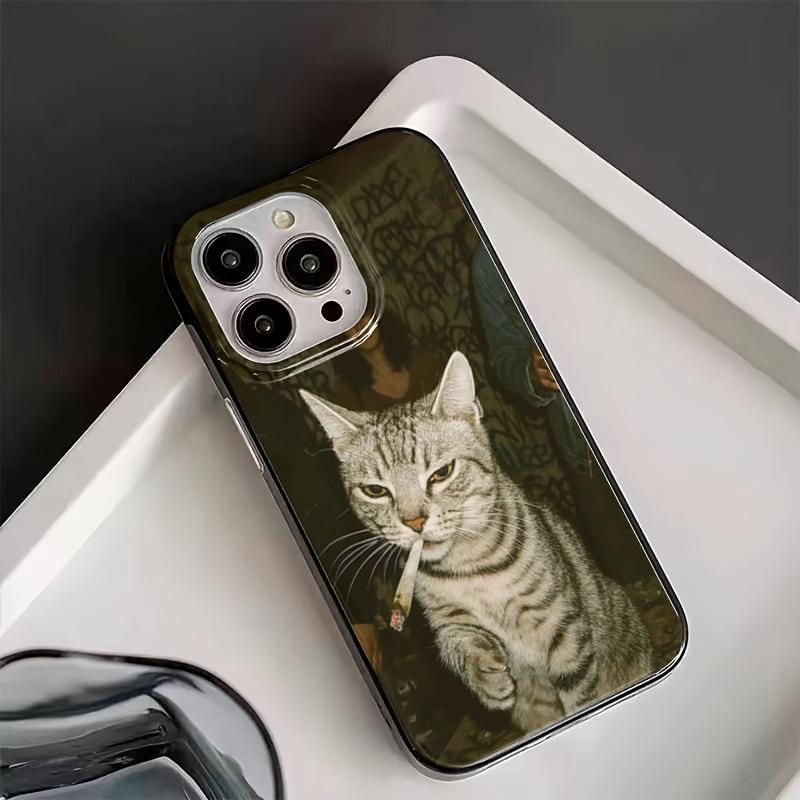 Fashion Kitten Smoking Pattern Phone Case For iPhone 11 12 13 14 15 16 17 Pro Max 16E 17Air X XR XS Max 7 8 Plus SE2 Soft Cover