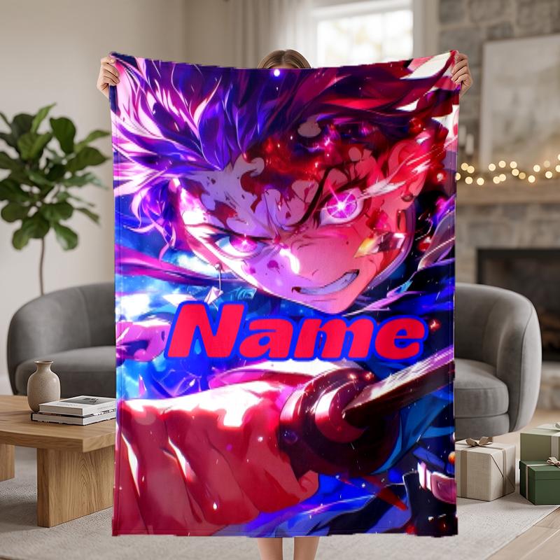 Tanjiro Custom Flannel Blankets Soft Warm Cozy Throws for Home Decor Holiday Gifts