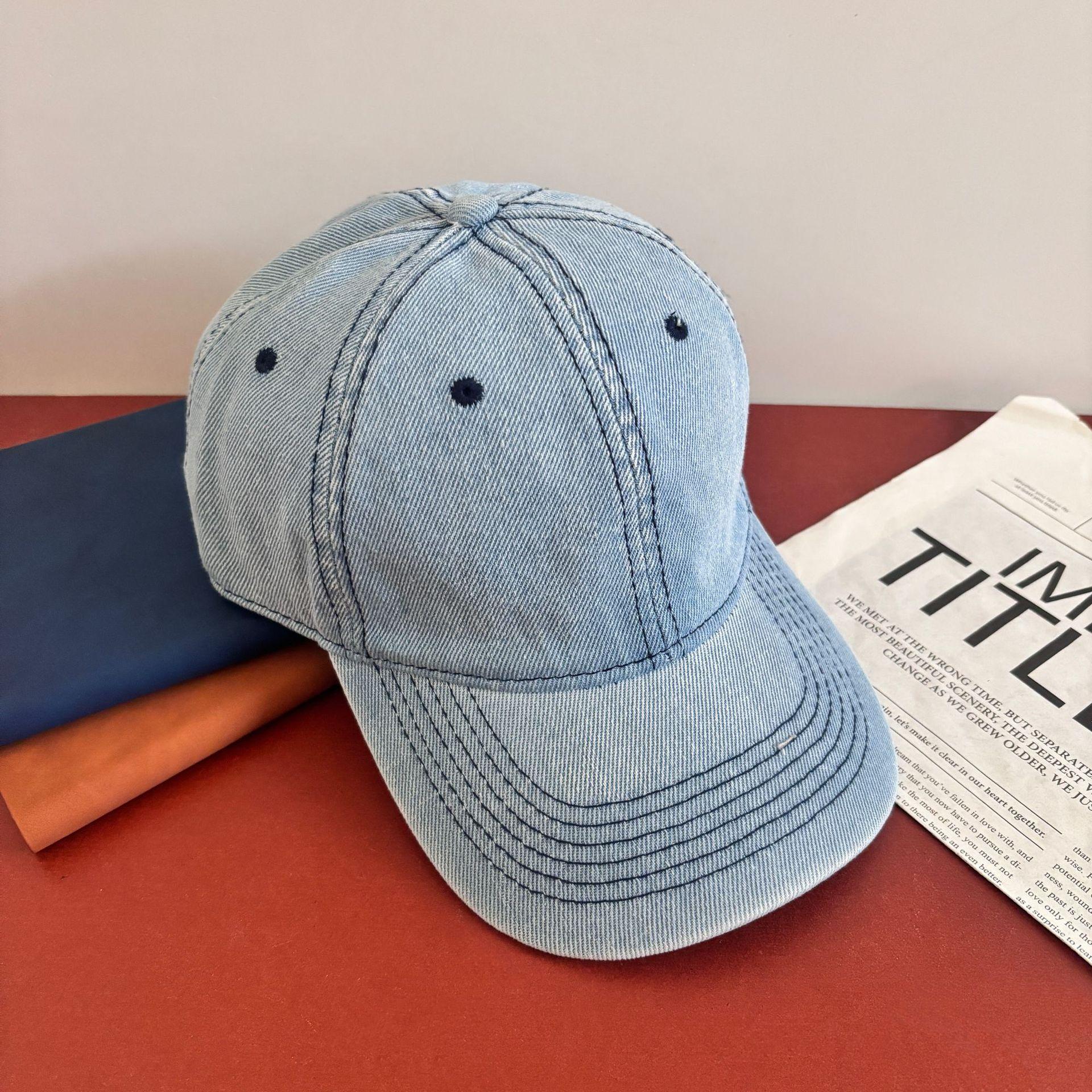 

Уличная световая панель, помытая старая ковбойская бейсбольная кепка для мужчин и женщин, повседневная универсальная кепка для лица M（56-58cm） светло-синий