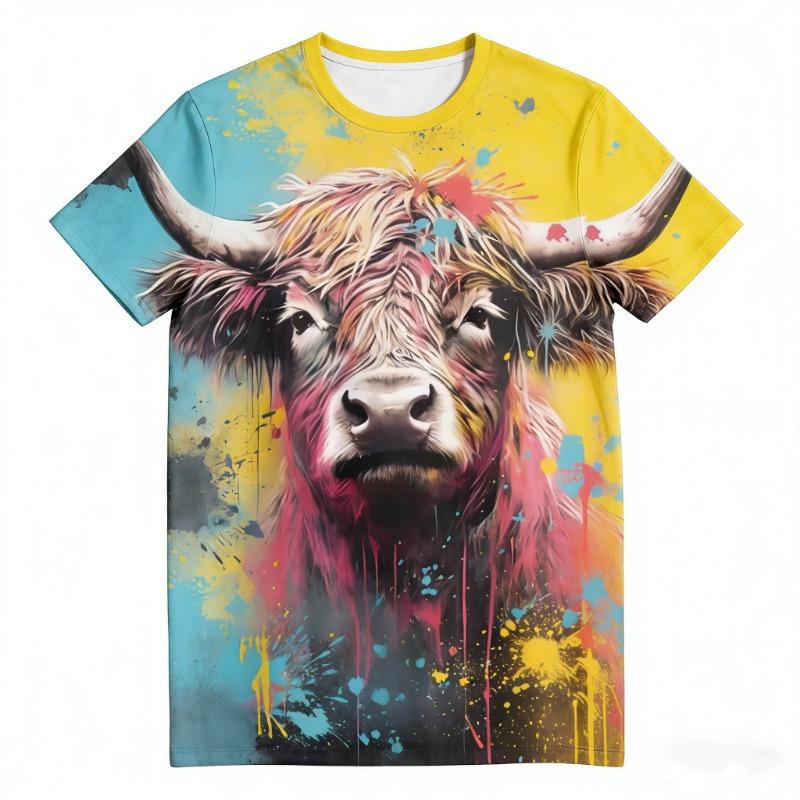 Men's T-Shirt Summer Casual Tops 3d Funny Animal Print T-Short Sleeve Beach Vacation O Neck T-shirt For Men Man Clothing
