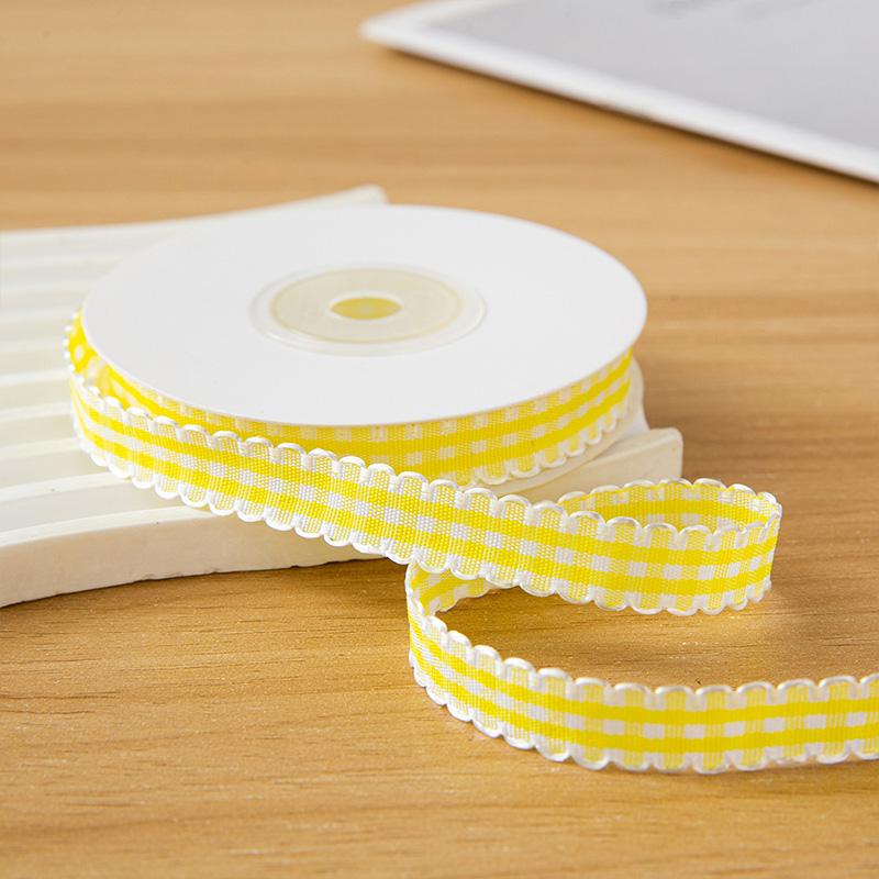 10yards/Roll Wave Edge Candy-Colored Plaid Ribbon 1CM Lace Checkered DIY Hair Accessories Gift Cake Box Decor Bouquet Bow