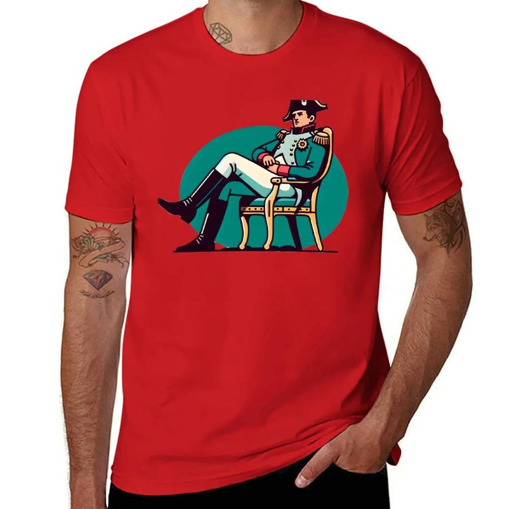 Napoleon Siting On Chair Drawing TShirt Cotton Graphic Tees New Edition Summer Top Anime Figures Mens Tshirts