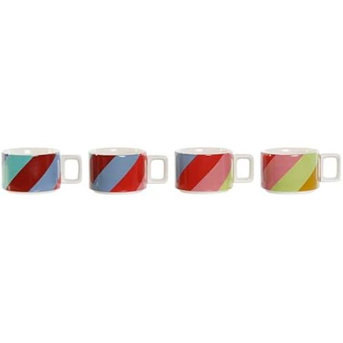 Ensemble de tasses à café - DKD Home Decor - Multicolores - Métal et Bambou - 14x27x11 cm - Contemporain