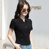 Women's Korean Style Slim-Fit High-Waisted Short-Sleeved Stretch T-Shirt with Turn-Down Collar - Summer 2026 Collection