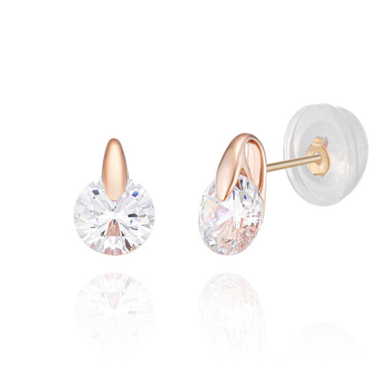 

14K Gold Earrings with Cubic Zirconia Points BS01023E Pink Gold