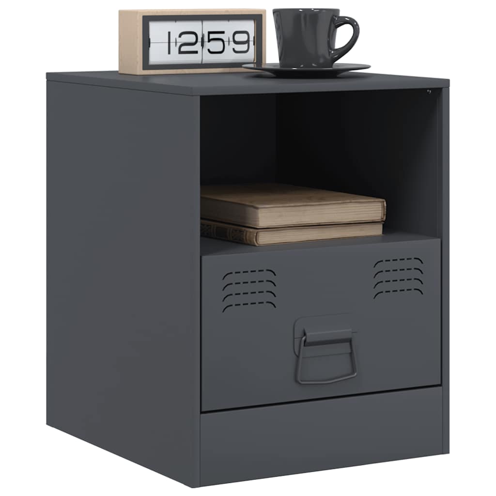 Vidaxl Szafka Nocna, Antracytowa, 34,5X39X44 Cm, Stal