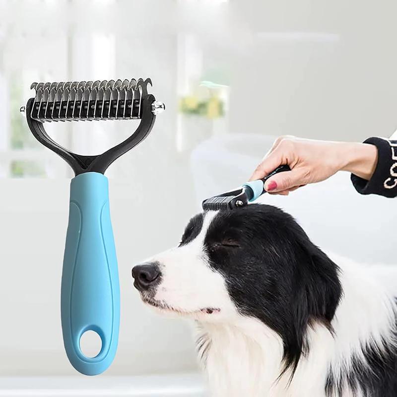 Professional Double-Sided Pet Grooming & Deshedding Comb – Stainless Steel Undercoat Rake for Effective Loose Hair Removal and Daily Pet Care