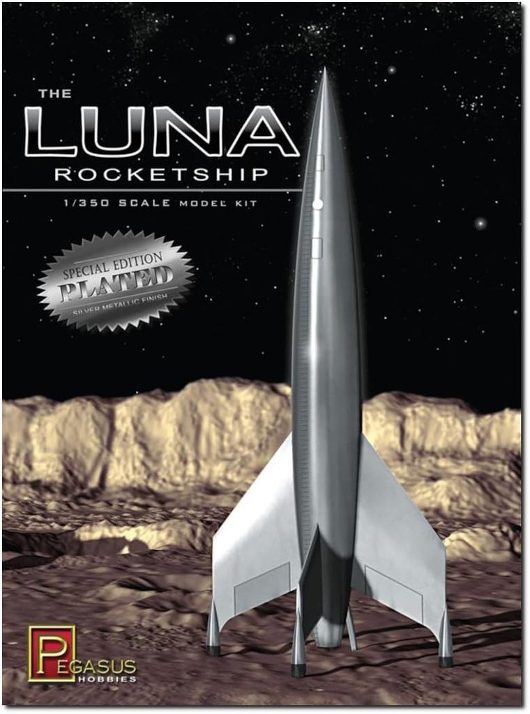 PLATZ Pegasus Hobby Lunar Moon World Silver Plastic PH9310 Rocket, Conquest, Plated, 1/350 Scale, Model,