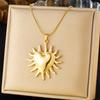 Gold Plated Sun Heart Pendant Snake Chain Necklace