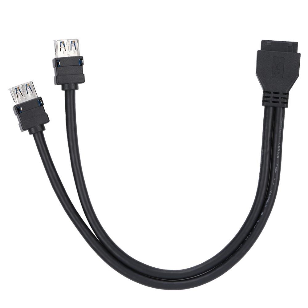 2 Ports USB 3.0 Header Splitter 0.3m USB 3.0 19/20Pin Cable  Desktop Front Panel 30CM