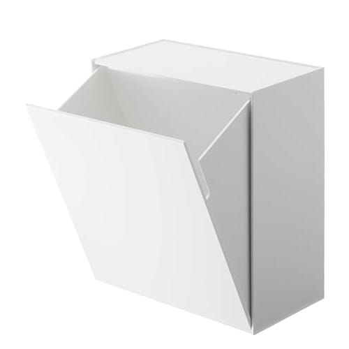 Yamazaki Wall-Mounted Toilet Pot & Storage Case, White, Approximately 8.7" W X 5.5" D X 9.2" H, Tower-Style Flap-Style Storage Box for Small Items, In