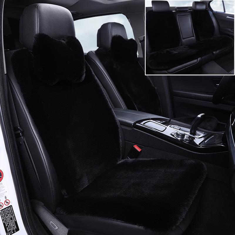 Winter Rabbit Fur Wool Heated Car Seat Cushion - Non-slip, Warm, for Single Seat with Small Waist Support