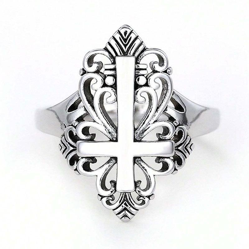 New European and American Copper Geometric Hollow Cross Ring Opening Adjustable Jewelry