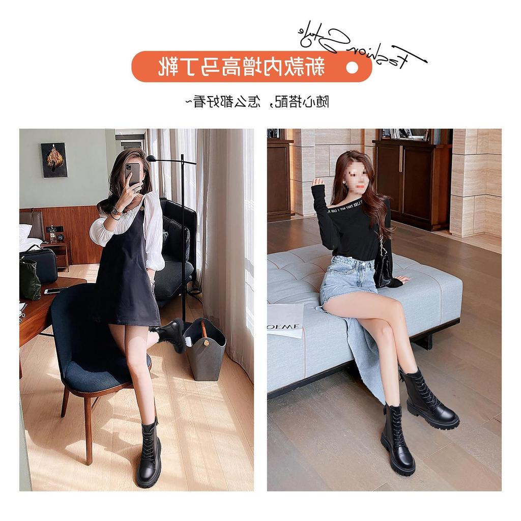 Martin boots, women's boots, thick-soled single boots of the same style, small men's new British style short boots, Yang Minnei increases height