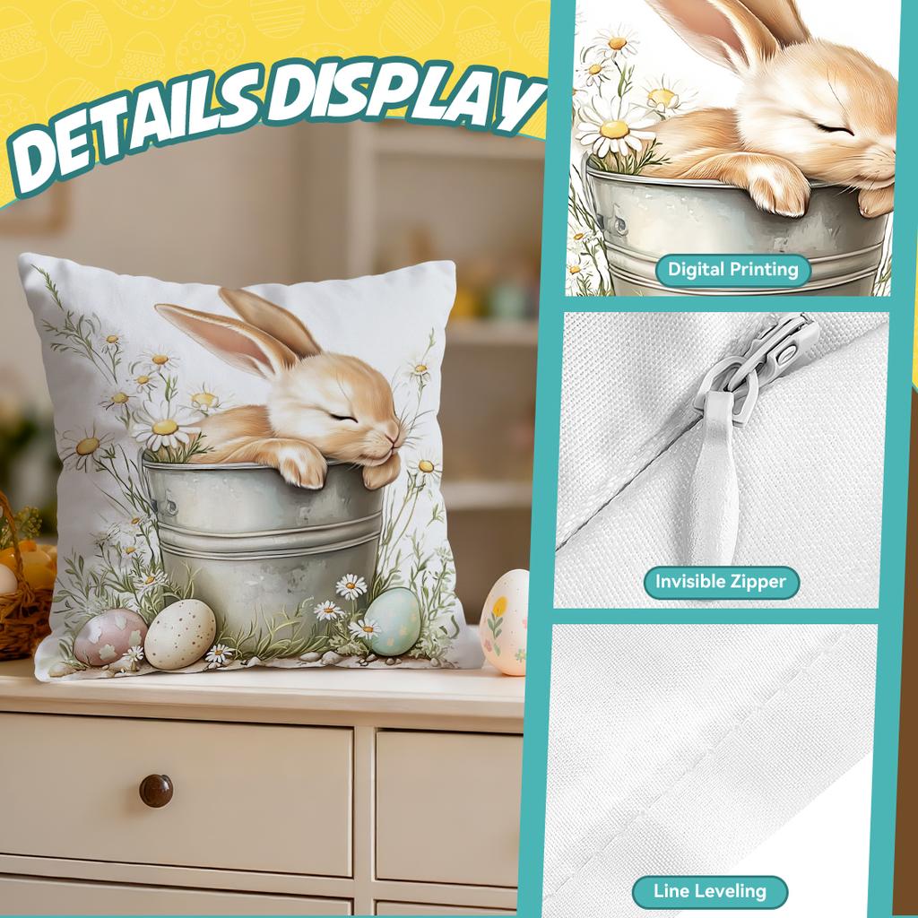 Easter Bunny Decoration Cushions Pillowcase Polyester Cushion Cover Throw Pillow Pillowcover Home Car Sofa Decor