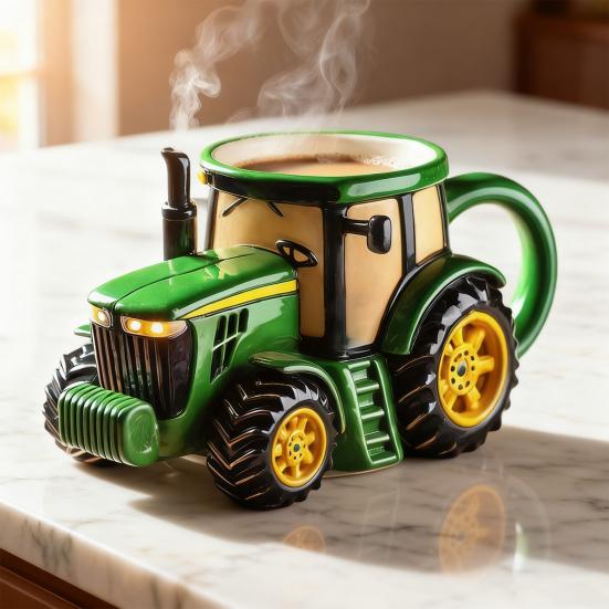 El Yapımı Traktör Kahve Kupası 11 Ons Yarı Römork Şeklinde Bardak Vintage Çiftlik Ekipmanları Kupaları Çiftlik ve Kamyon Severler İçin Yaratıcı Hediye